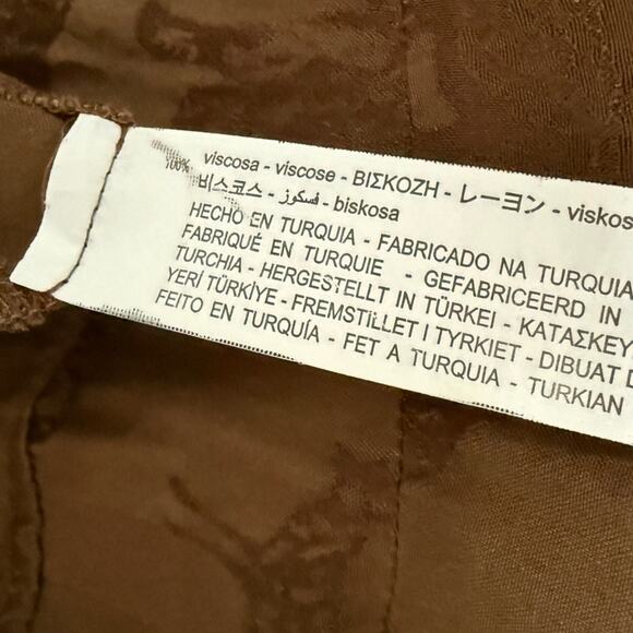 Zara Midi Dress Small Brown‎ Animal Print Metallic Safari Button-Up Shirtdress S - Picture 6 of 11